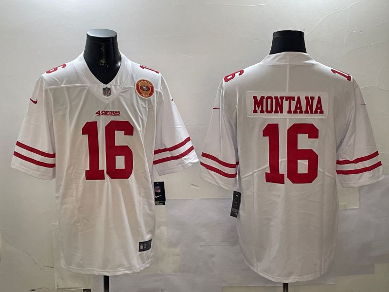 Men San Francisco 49ers 16 Montana White Second generation 2024 Nike Limited NFL Jersey style 01085